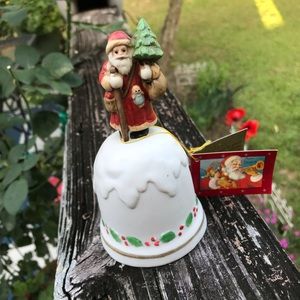 Vintage Ensco Santa Ceramic Christmas Holiday Bell